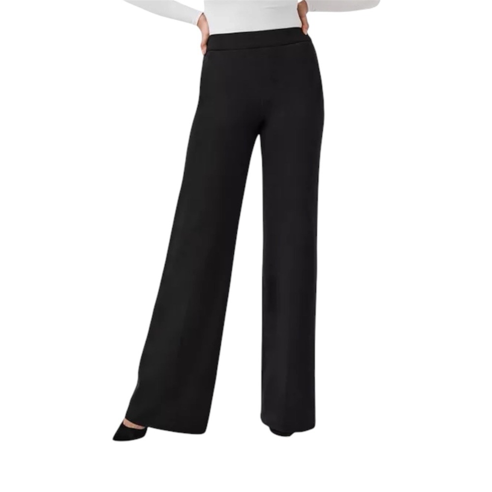SPANX Perfect Pant Wide Leg Black Pull On Stretch Work Career Classic.Sz L.NWT